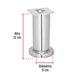 Pata para Sofá y Mueble, Cromo, 120 mm Altura, Hermex