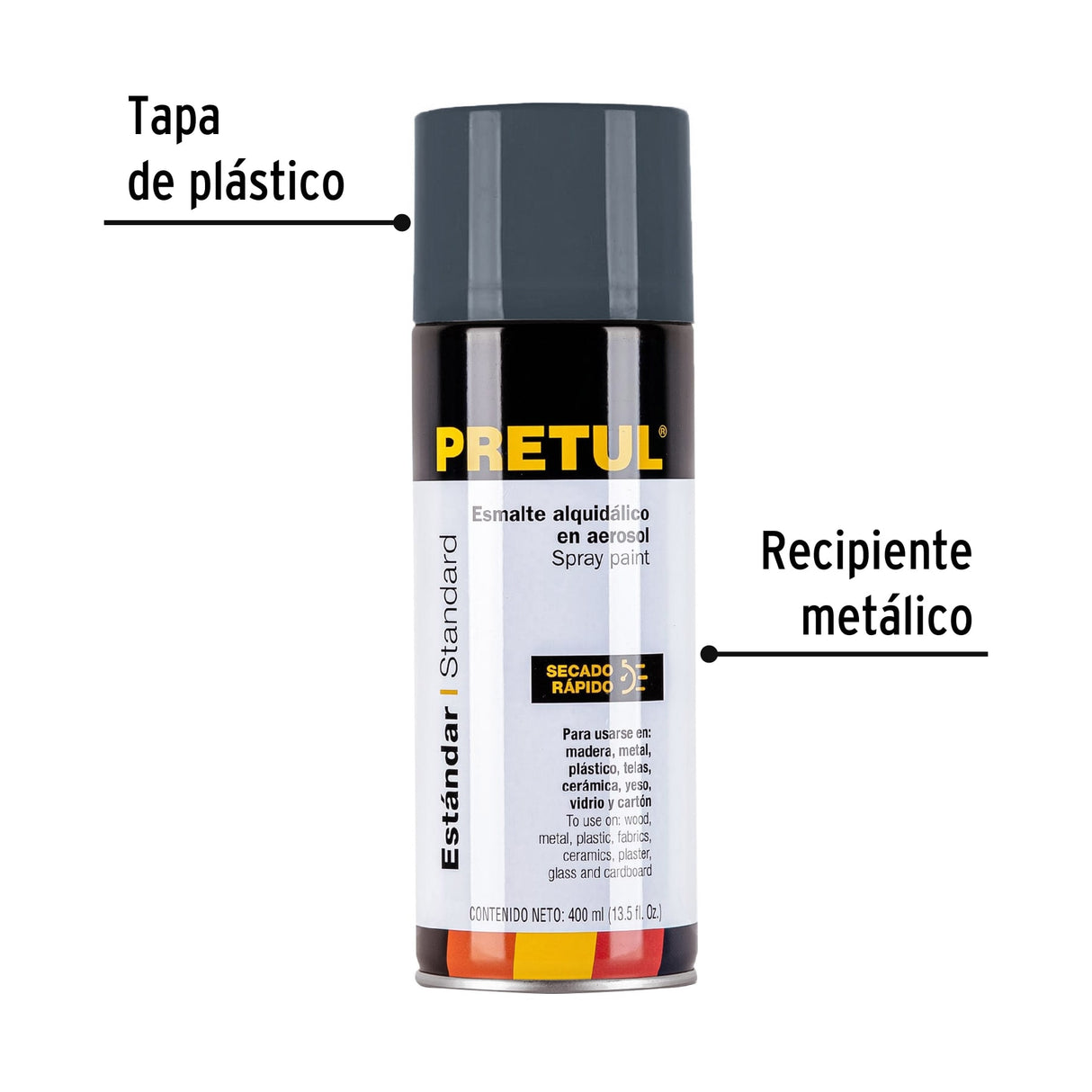 Pintura en Aerosol, Gris Primario, 400 ml, Pretul
