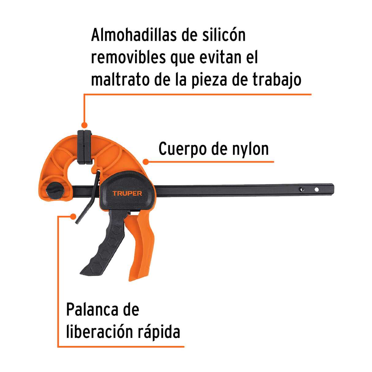 Prensa de Ajuste Rápido de 6'con Cuerpo de Nylon, Truper