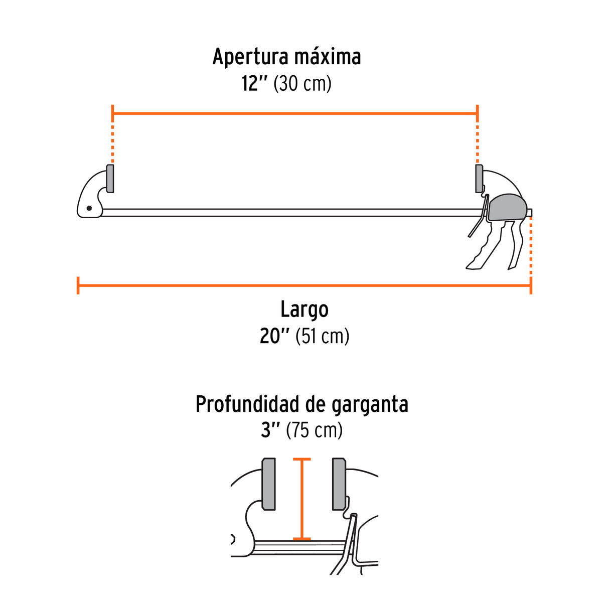 Prensa de Ajuste Rápido 12' Uso Rudo, Cuerpo Nylon, Expert