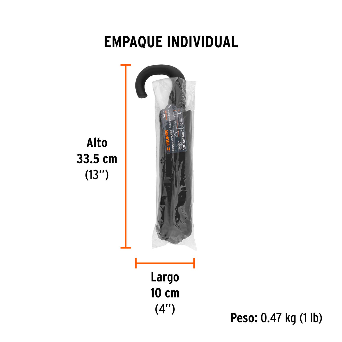 Paraguas Compacto de 100 cm, Truper