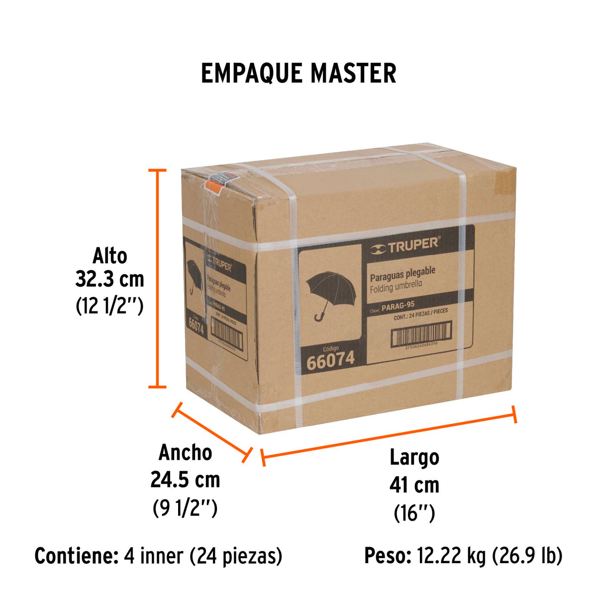 Paraguas Compacto de 100 cm, Truper