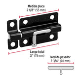 Pasador de Barril 3' de Acero Acabado Negro, Hermex