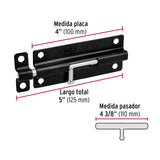 Pasador de Barril 5' de Acero Acabado Negro, Hermex