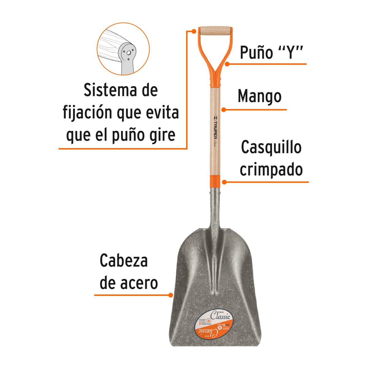 Pala Carbonera Classic, Puño 'y', Truper