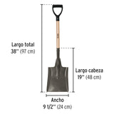 Pala Cuadrada, Puño 'y', Mango 28', Pretul