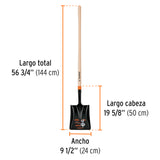 Pala Cuadrada T-2000, Mango Largo 45', Truper