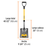 Pala Cuadrada Tru Pro, Puño 'y', Mango de Fibra de Vidrio