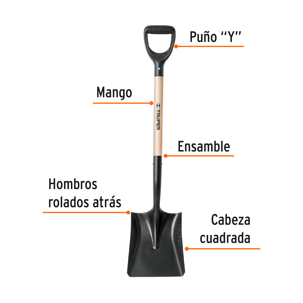Pala Cuadrada T-1000, Puño 'y', Truper