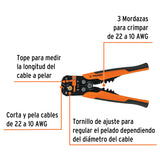 Pinza 8' Pela Cables Automática, 22 a 10 AWG, Truper