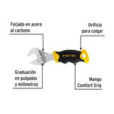 Llave Ajustable (Perico Corto) 5' Cromada con Grip, Pretul