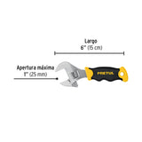 Llave Ajustable (Perico Corto) 6' Cromada con Grip, Pretul