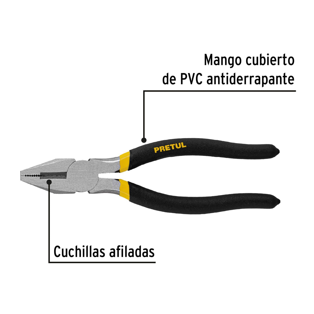 Pinza para Electricista 7' Mango de PVC, Pretul