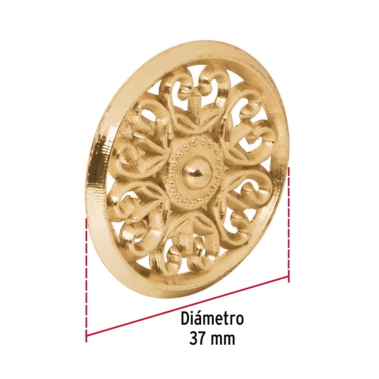 Perilla Metálica Estilo 'Colonial', Latón Brillante, Hermex