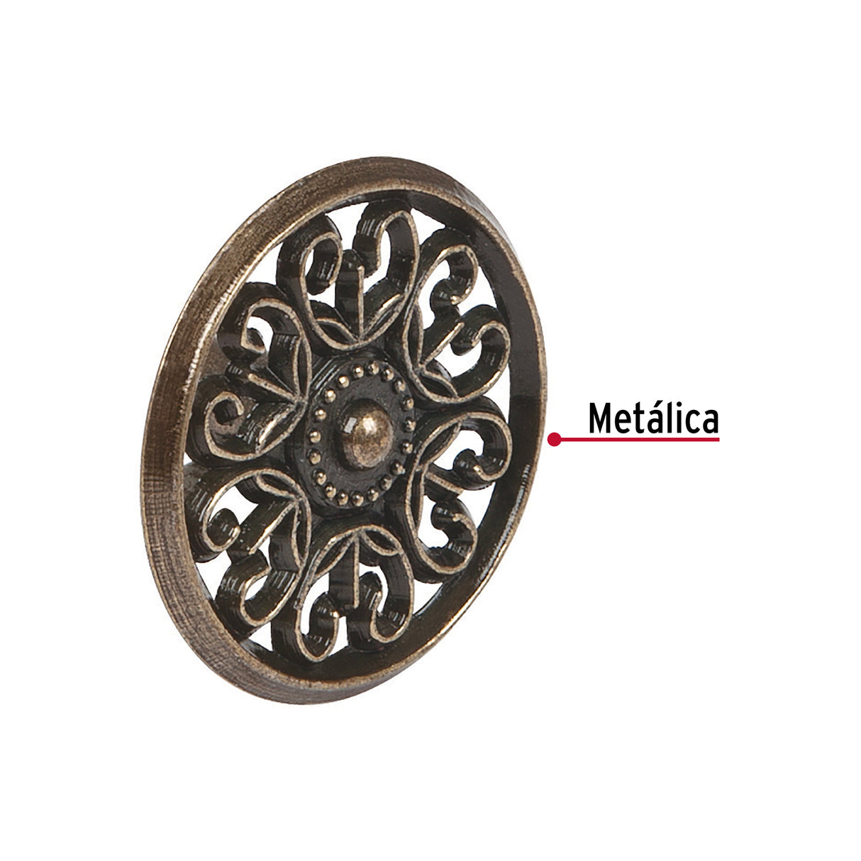 Perilla Metálica Estilo 'Colonial', Latón Antiguo, Hermex