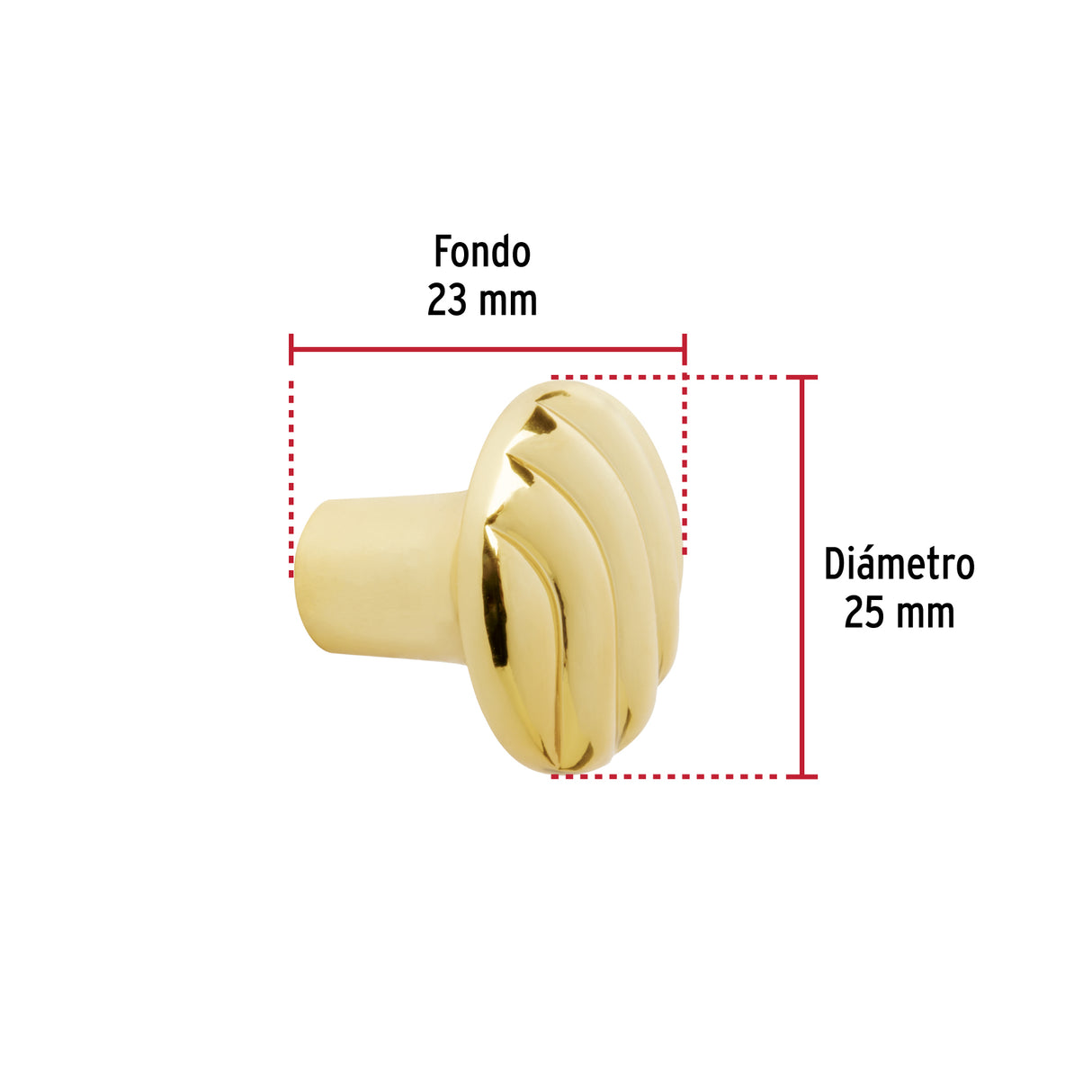 Perilla Metálica Estilo 'Toledo', Latón Brillante, Hermex