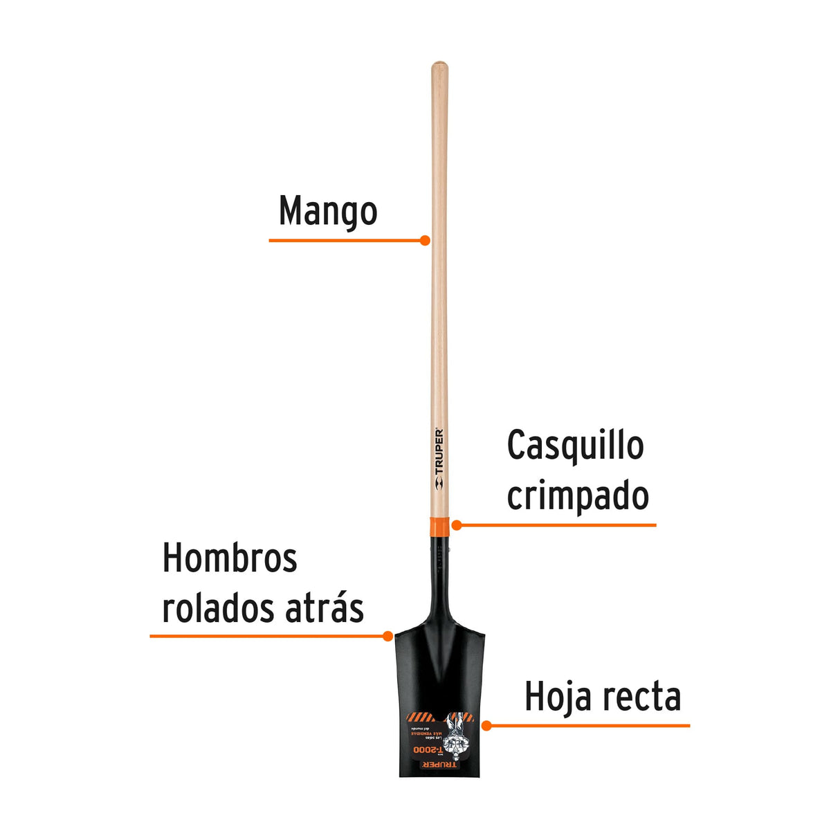 Pala Escarramán T-2000, Mango Largo 45', Truper