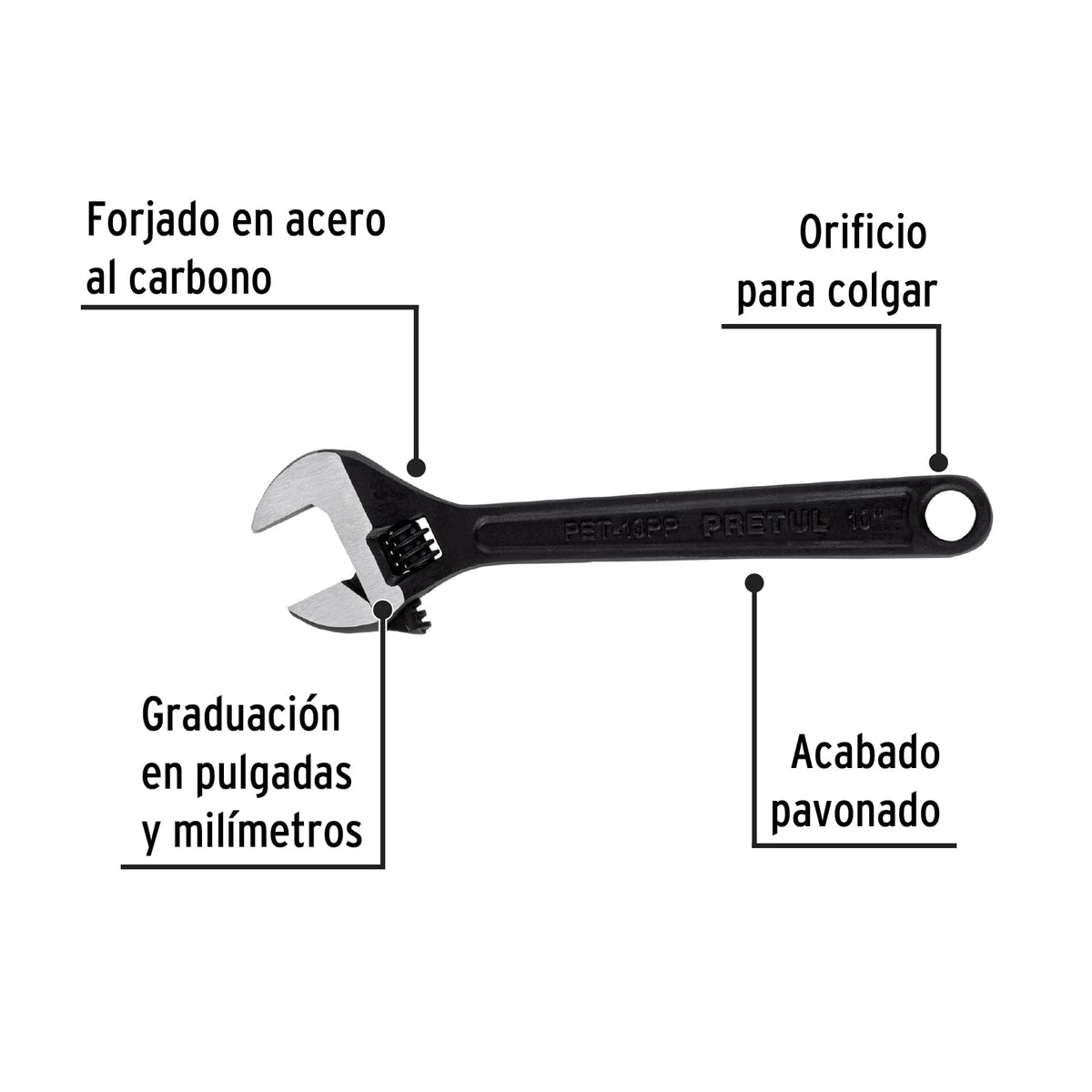 Llave Ajustable (Perico) 10' Pavonada, Pretul