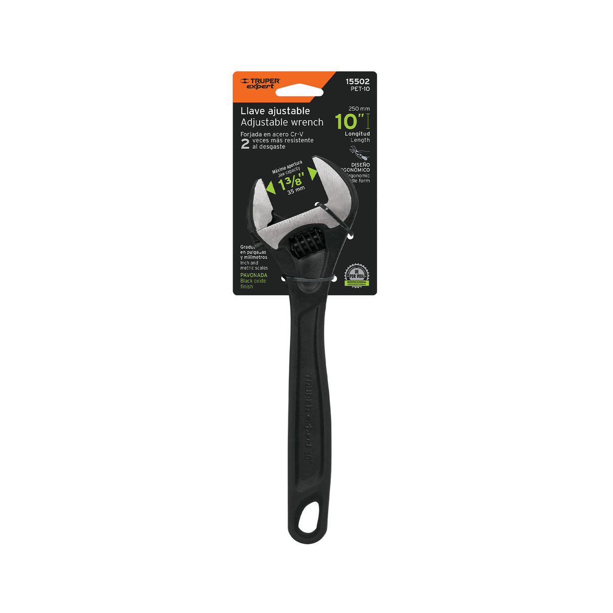 Llave Ajustable (Perico) 10' Profesional Pavonada, Expert