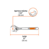 Llave Ajustable (Perico) 12' Cromada, Truper