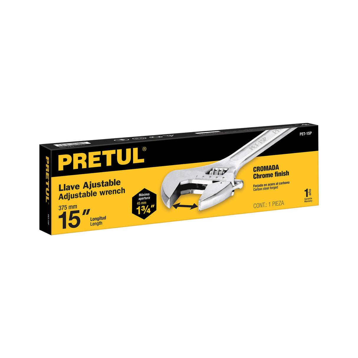 Llave Ajustable (Perico) 15' Cromada, Pretul