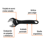 Llave Ajustable (Perico) 4' Profesional Pavonada, Expert