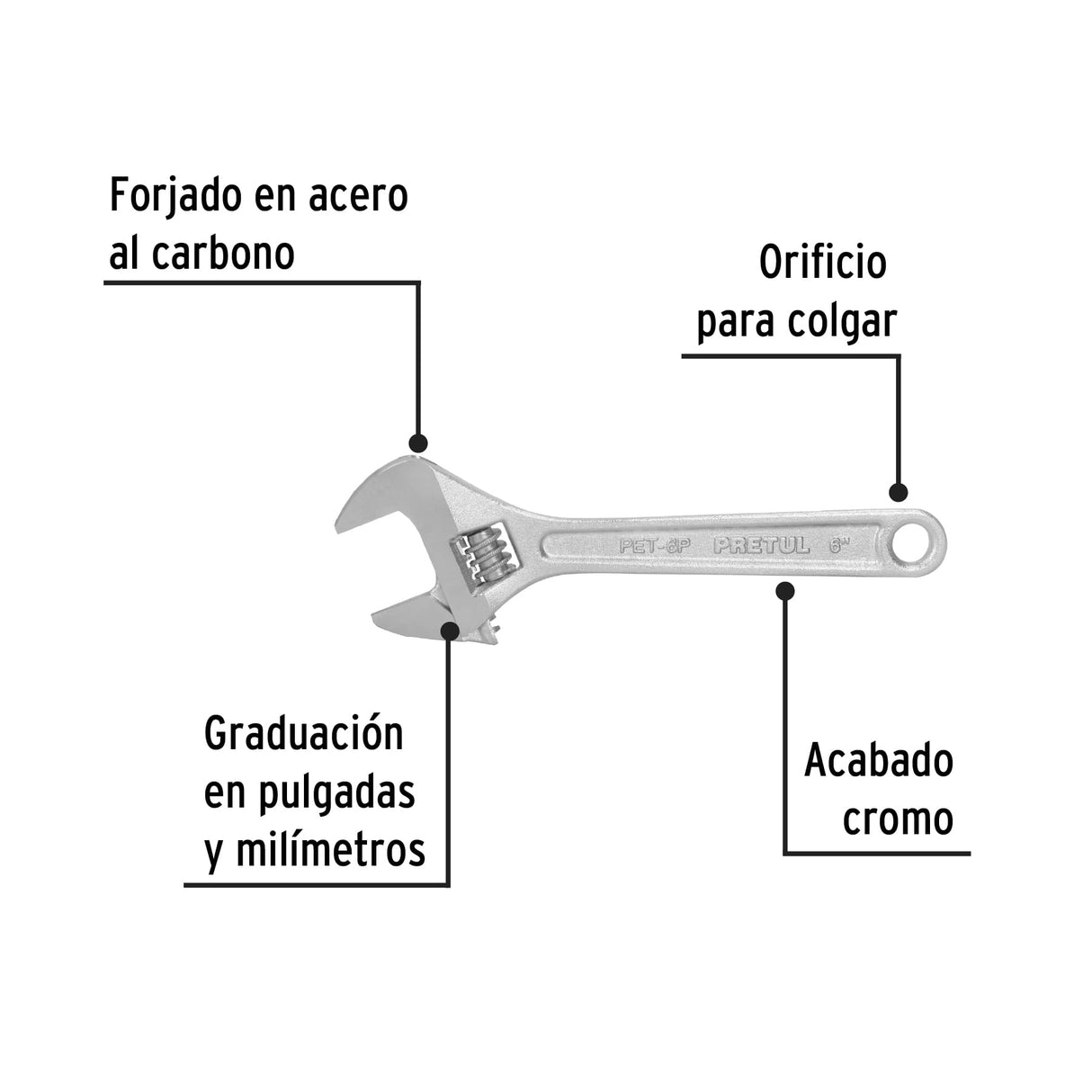 Llave Ajustable (Perico) 6' Cromada, Pretul