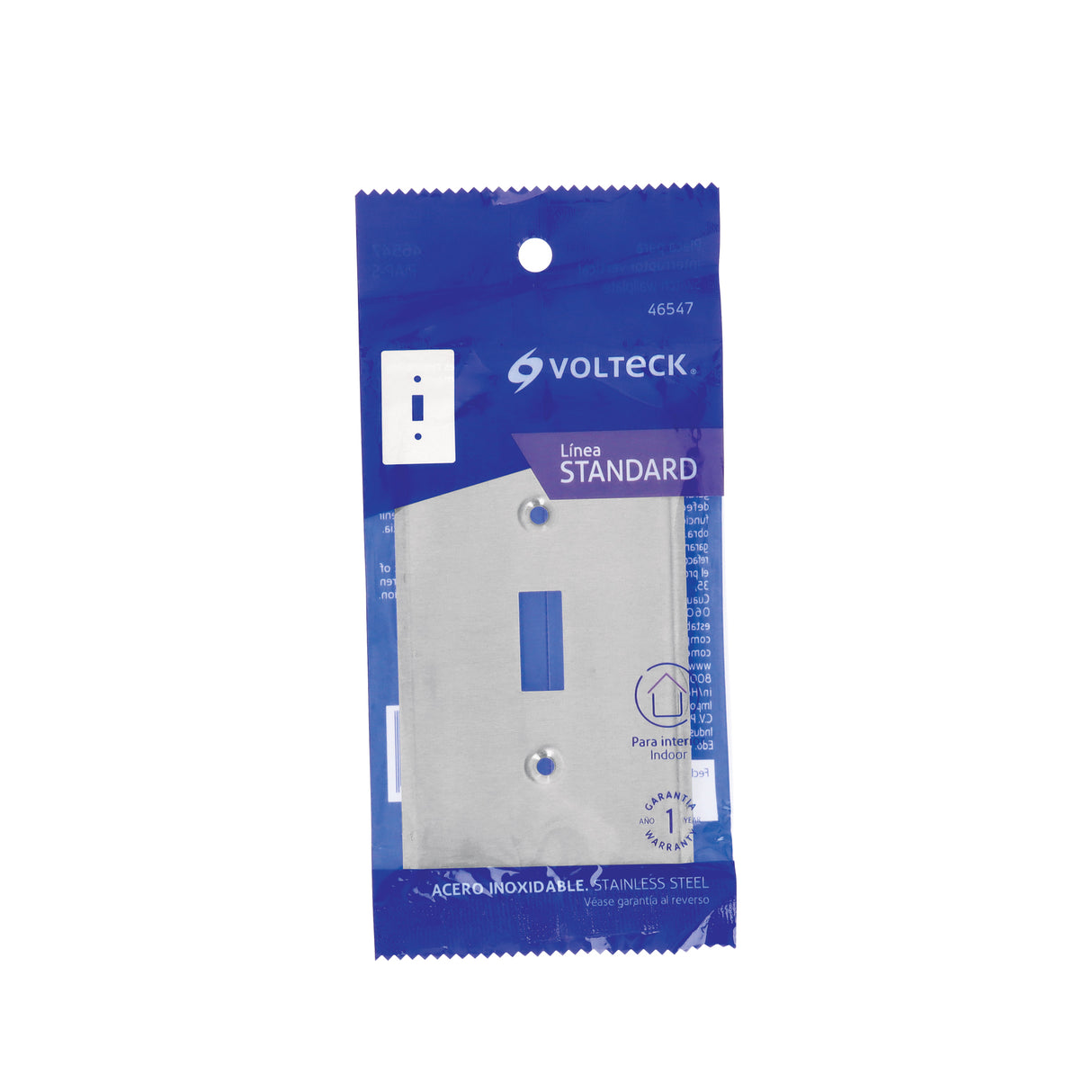 Placa de Acero Inox. para Interruptor Vertical, Standard