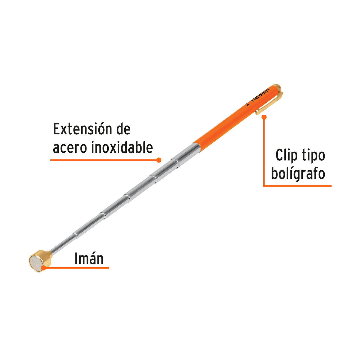 Imán Extensible de Acero Inoxidable, 1.5 kg, Truper