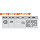 Rueda Abrasiva para Esmeril 6'X25 mm, Carburo Silicio, Grano 60