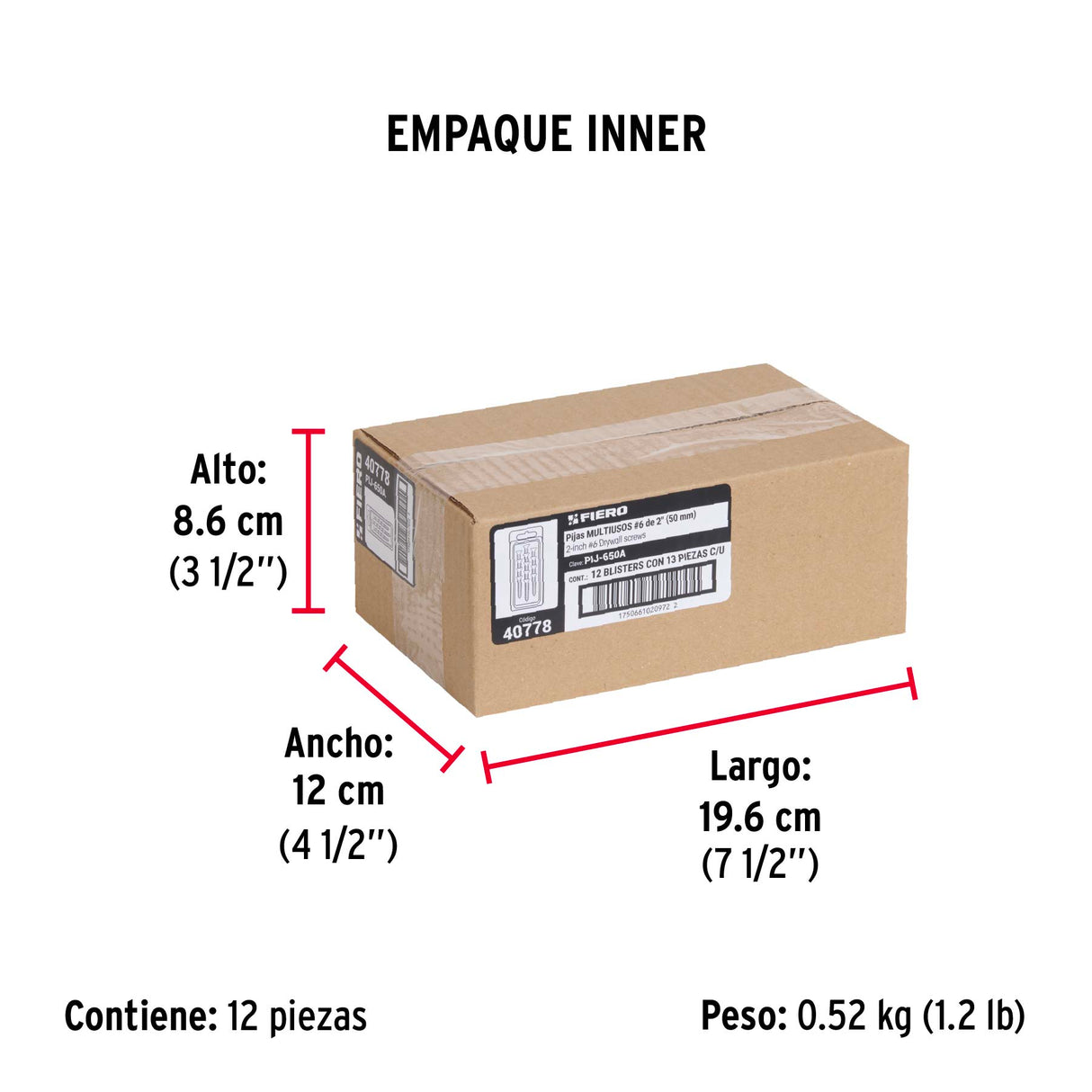 Blíster con 13 Pijas #6 X 2' Multiusos, Fiero