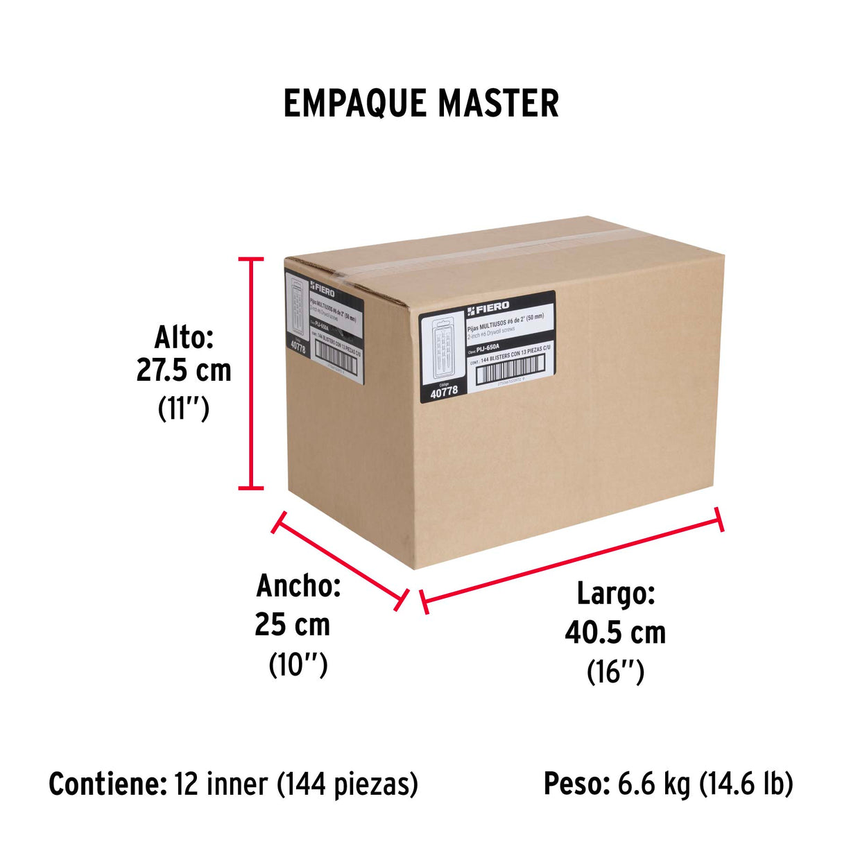 Blíster con 13 Pijas #6 X 2' Multiusos, Fiero