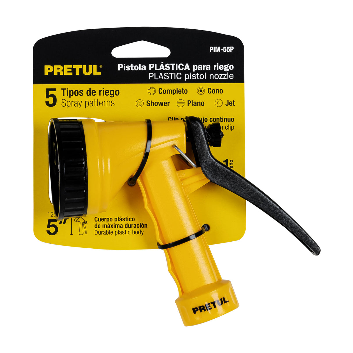 Pistola Plástica para Riego de 5', 5 Funciones, Pretul