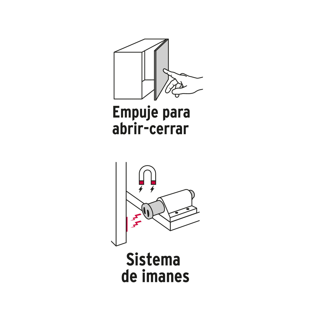 Pistón Magnético para Puerta/Cajón, Negro. Hermex