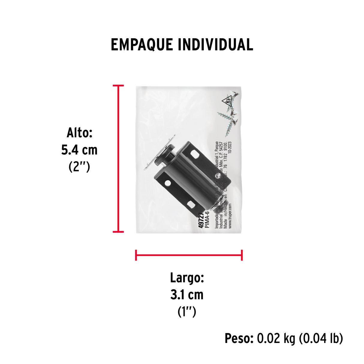 Pistón Magnético para Puerta/Cajón, Negro. Hermex
