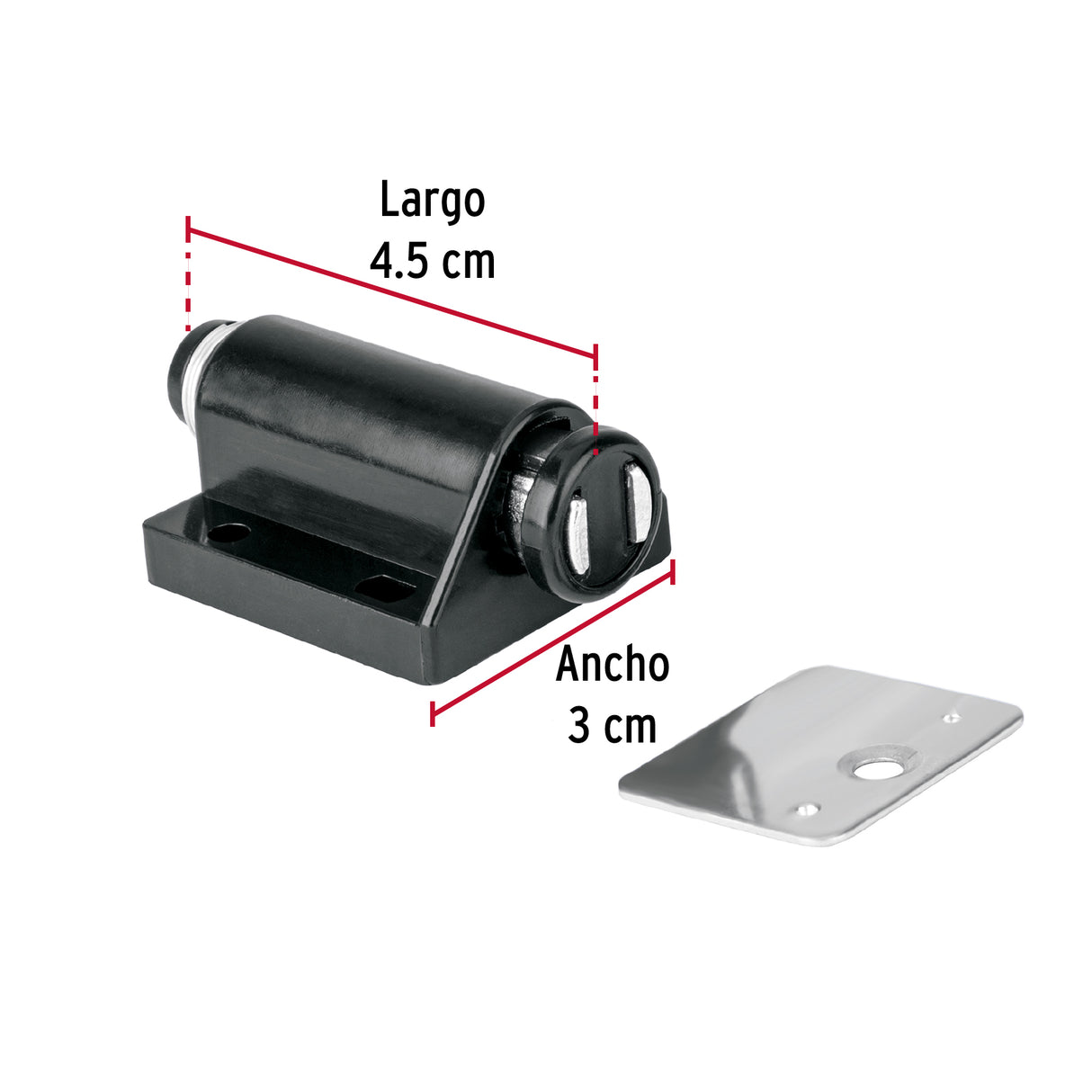 Pistón Magnético para Puerta/Cajón, Negro. Hermex