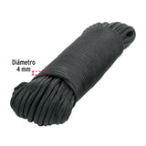 Piola de Nylon Paracord de 4 mm X 30M Negro, Madeja, Fiero