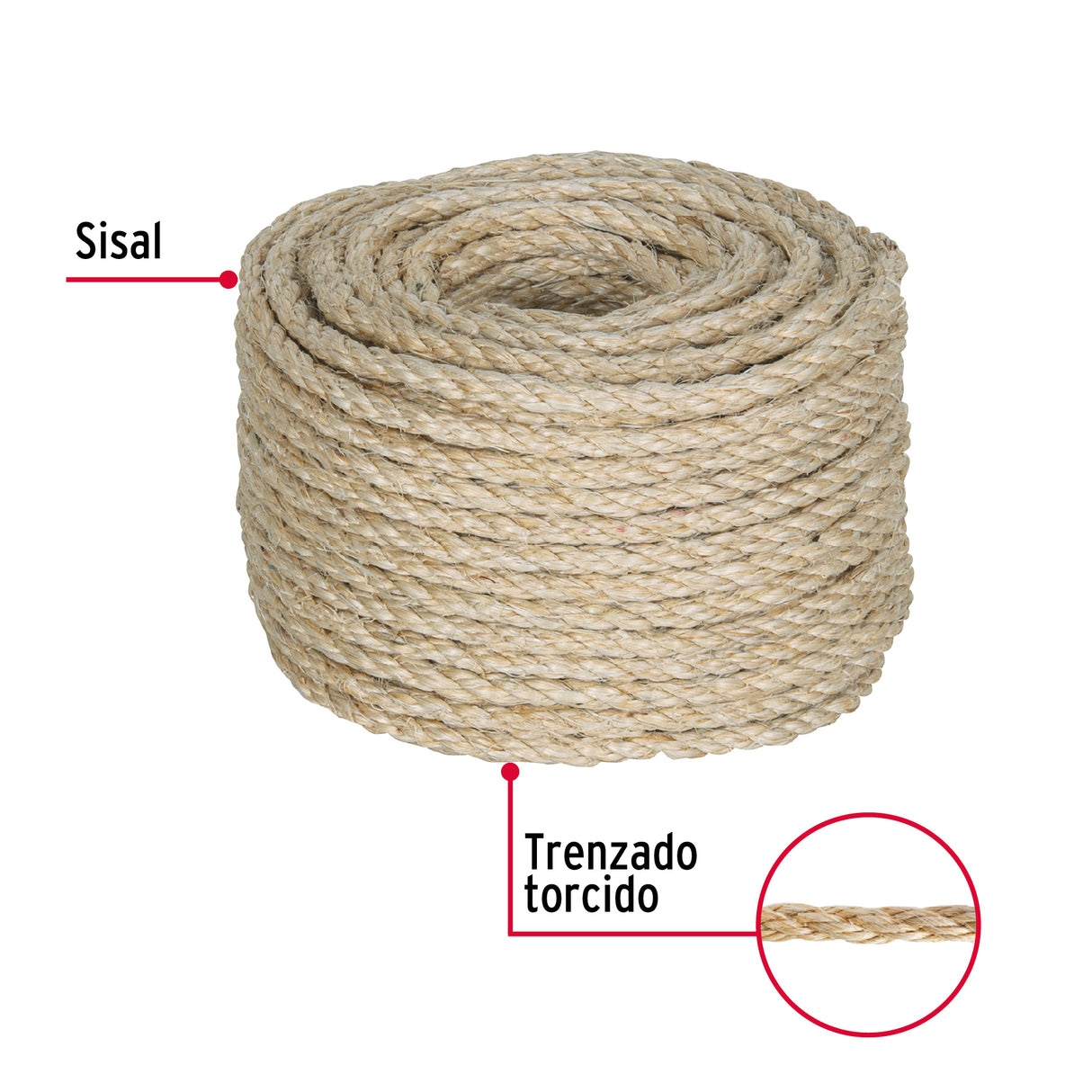 Piola de Sisal (Henequén) de 6 mm X 30 m Natural, Fiero