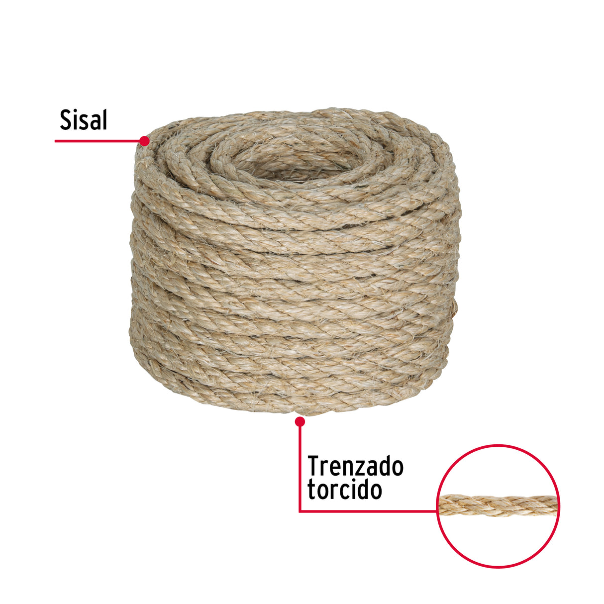 Piola de Sisal (Henequén) de 8 mm X 15 m Natural, Fiero