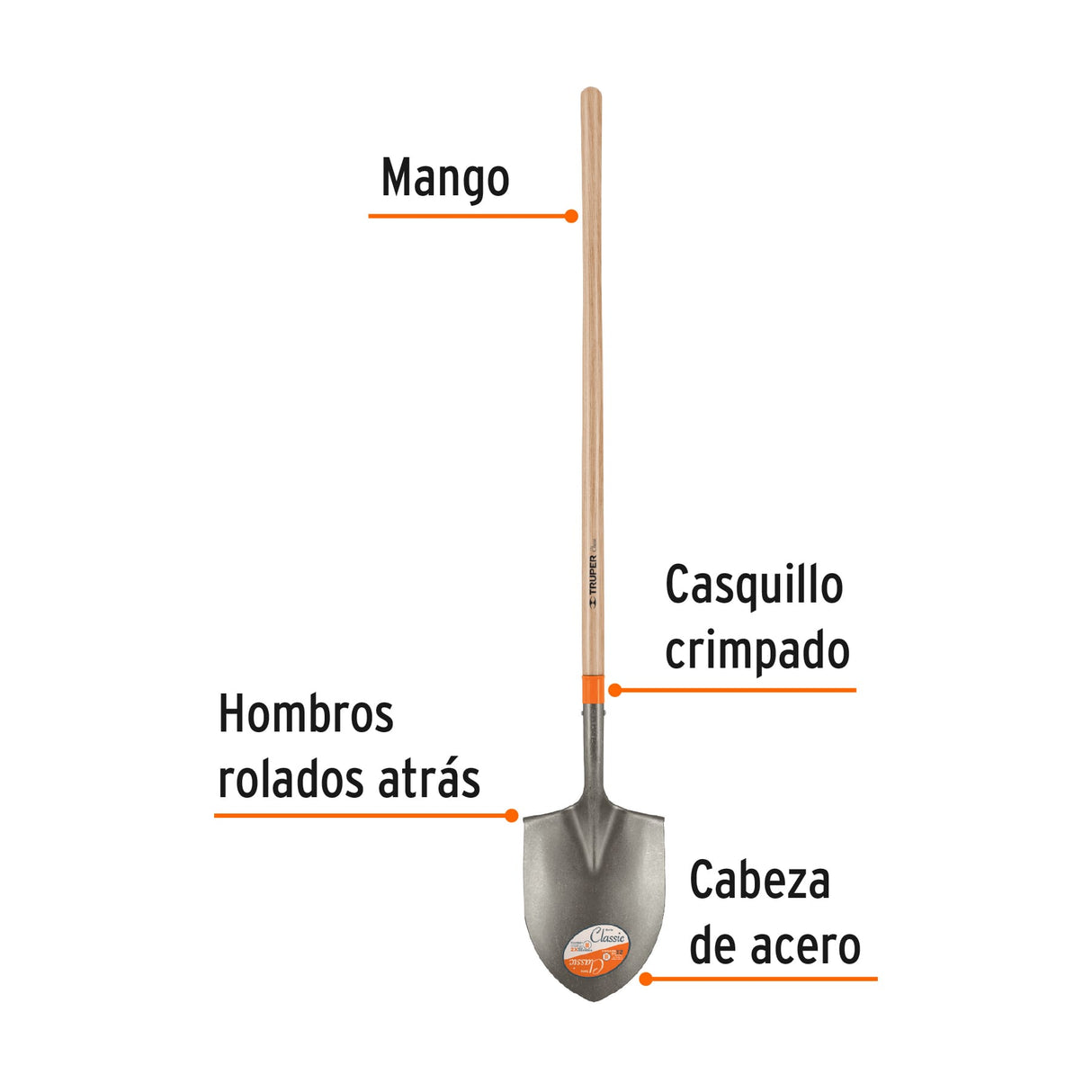 Pala Irrigación Classic, Cerrada, Mango Largo 49', Truper