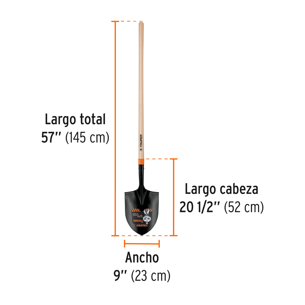 Pala Irrigación T-2000, Mango Largo 45', Truper