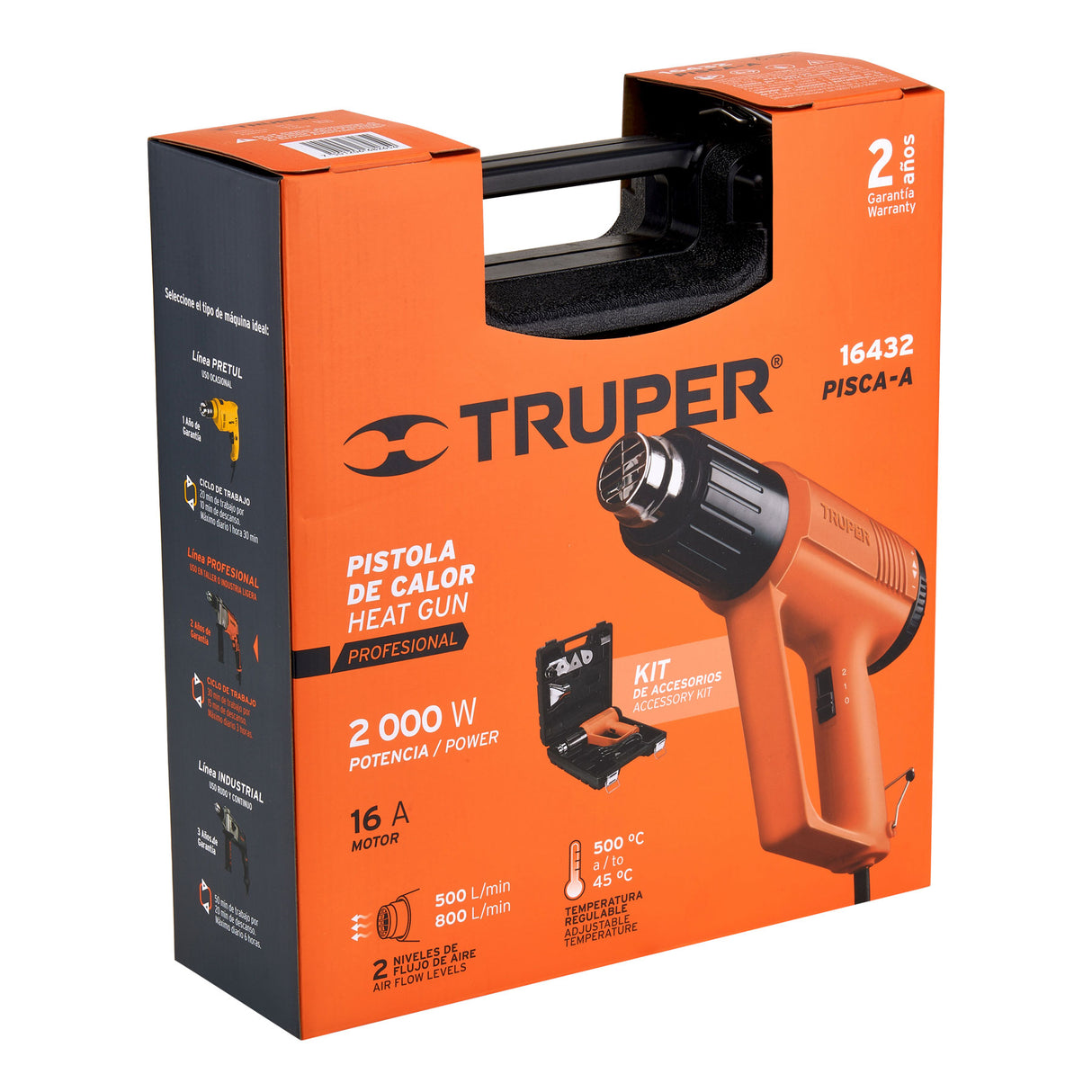 Pistola de Calor 2000 W con 9 Accesorios, Truper Pro