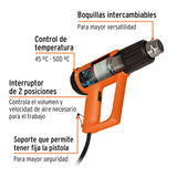 Pistola de Calor 2000 W con 9 Accesorios, Truper Pro