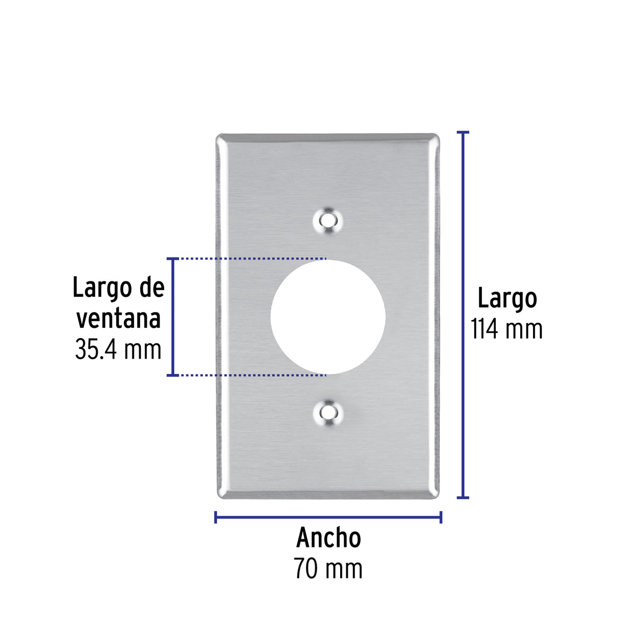 Placa de Acero Inoxidable para Contacto Sencillo, Standard