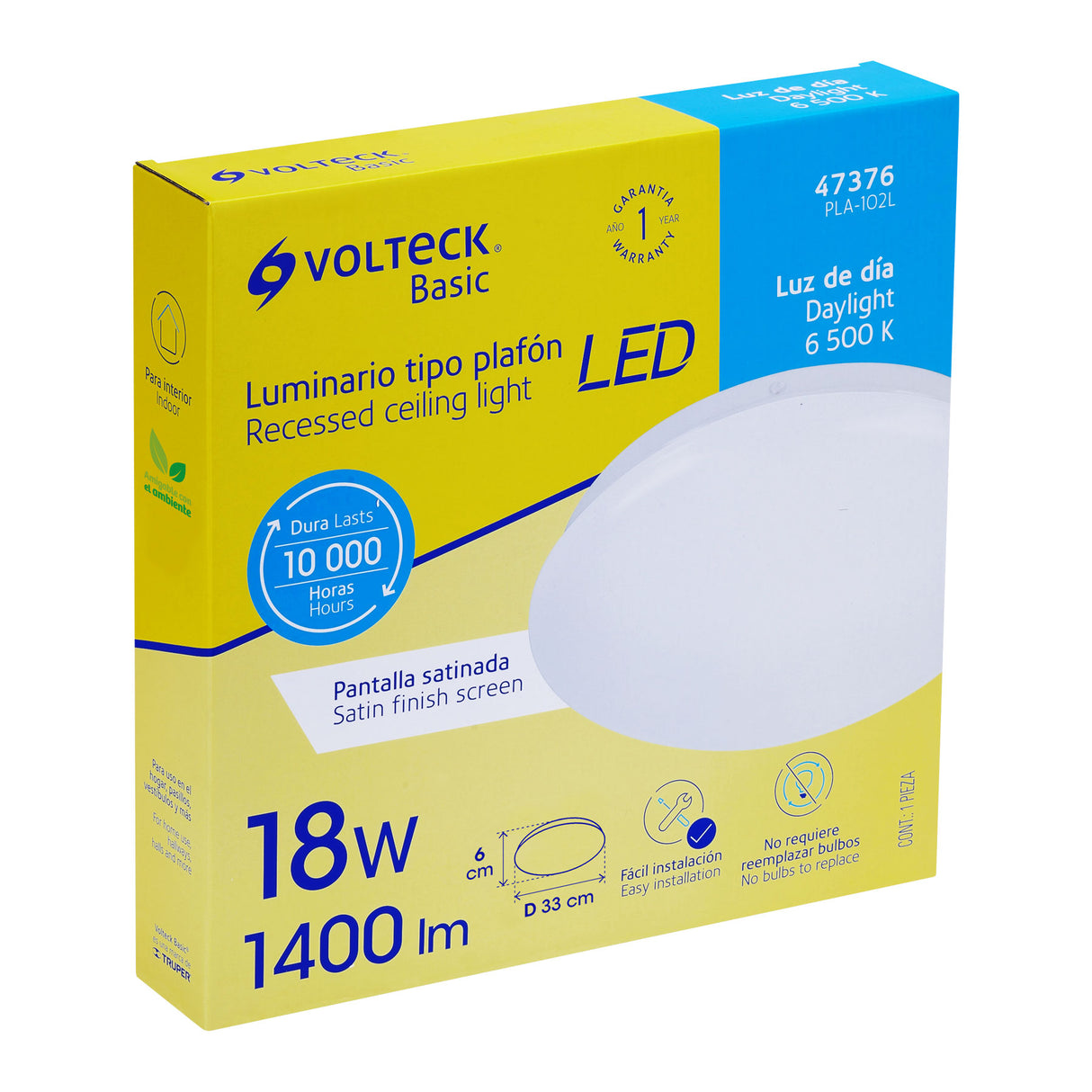 Luminario LED Plafón Decorativo 18 W 6500K, Liso, Basic