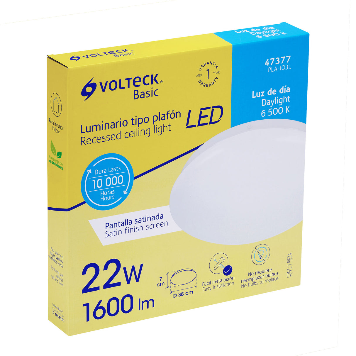 Luminario LED Plafón Decorativo 22 W 6500K, Liso, Basic