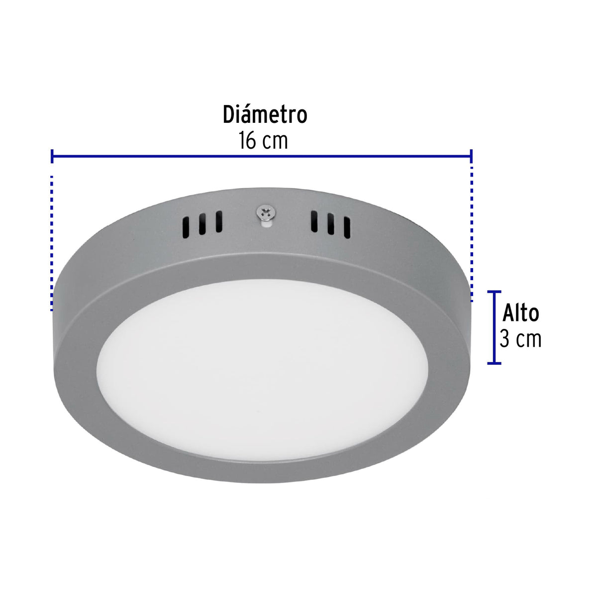 Luminario LED Plafón 12 W 6500K, Redondo, Gris, Volteck
