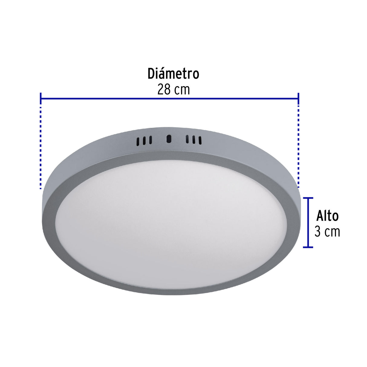 Luminario LED Plafón 24 W 6500K, Redondo, Gris, Volteck