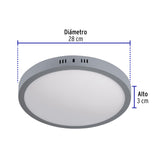 Luminario LED Plafón 24 W 6500K, Redondo, Gris, Volteck