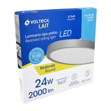 Luminario LED Plafón 24 W 6500K, Redondo, Gris, Volteck
